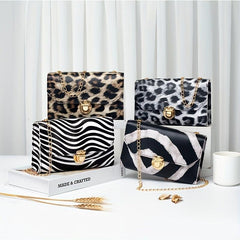 Animal Print Flap Shoulder Bag Square Crossbody Bag
