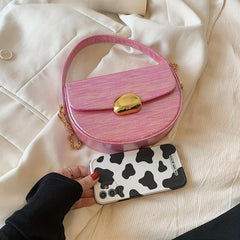 Mini Pink Crossbody Saddle Bag Shoulder Phone Bag Women's Casual Handbag