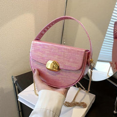 Mini Pink Crossbody Saddle Bag Shoulder Phone Bag Women's Casual Handbag