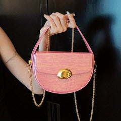 Mini Pink Crossbody Saddle Bag Shoulder Phone Bag Women's Casual Handbag