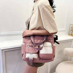 Colorblock Nylon Crossbody Bag Pocket Front Shoulder Bag