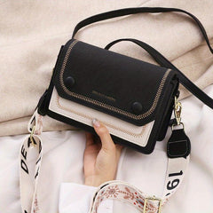 Colorblock Square Shoulder Bag with Embroidery
