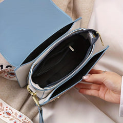 Colorblock Square Shoulder Bag with Embroidery
