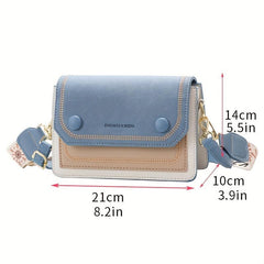 Colorblock Square Shoulder Bag with Embroidery