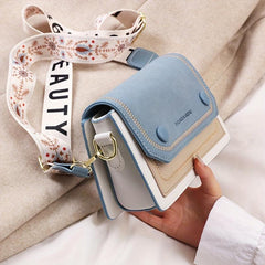 Colorblock Square Shoulder Bag with Embroidery