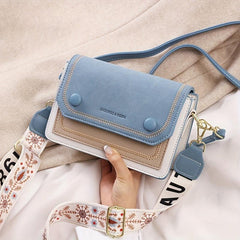 Colorblock Square Shoulder Bag with Embroidery