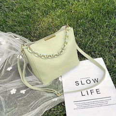 Letter Graphic Bucket Bag Chain Decor Crossbody Bag