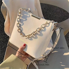 Letter Graphic Bucket Bag Chain Decor Crossbody Bag