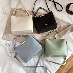 Letter Graphic Bucket Bag Chain Decor Crossbody Bag