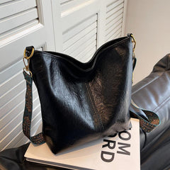 Geometric Pattern Shoulder Bag Vintage Style Large Capacity Handbag