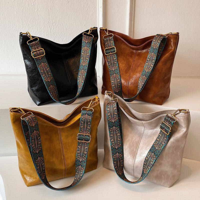 Geometric Pattern Shoulder Bag Vintage Style Large Capacity Handbag