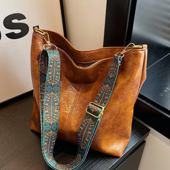 Geometric Pattern Shoulder Bag Vintage Style Large Capacity Handbag