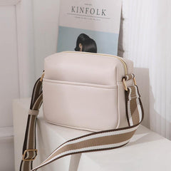 Square Zipper Shoulder Bag PU Leather Crossbody Purse