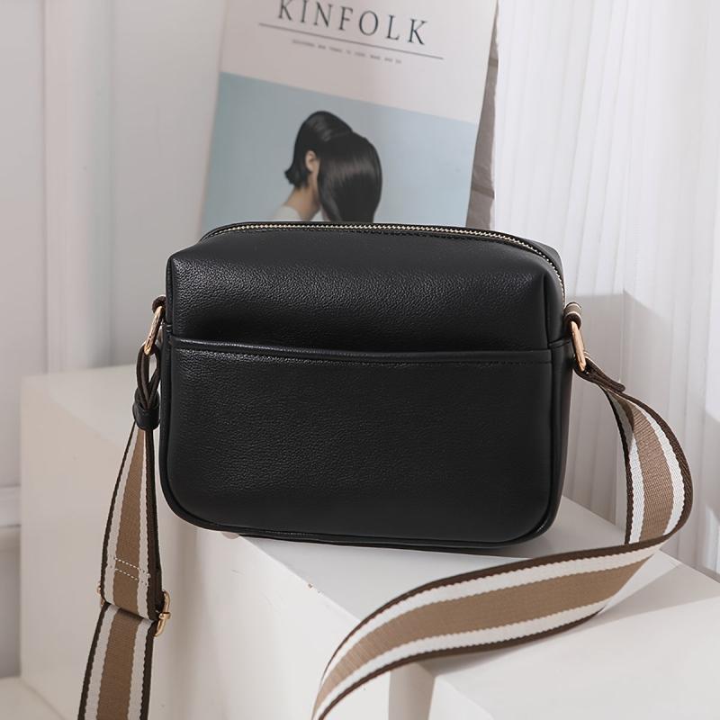 Square Zipper Shoulder Bag PU Leather Crossbody Purse