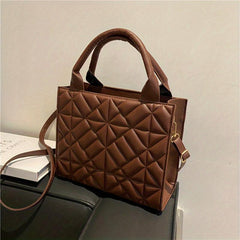 Solid Quilted Square Shoulder Bag All Match Satchel Bag