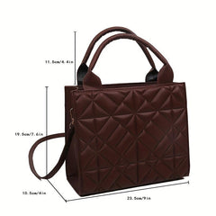 Solid Quilted Square Shoulder Bag All Match Satchel Bag