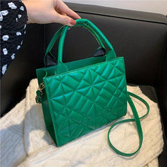 Solid Quilted Square Shoulder Bag All Match Satchel Bag