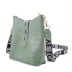 Crocodile Pattern Crossbody Bag PU Leather Shoulder Bag
