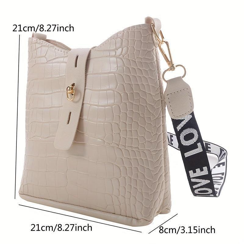 Crocodile Pattern Crossbody Bag PU Leather Shoulder Bag