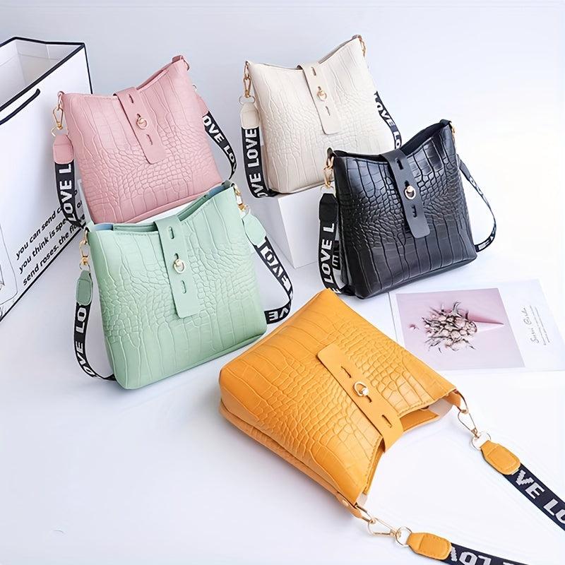 Crocodile Pattern Crossbody Bag PU Leather Shoulder Bag