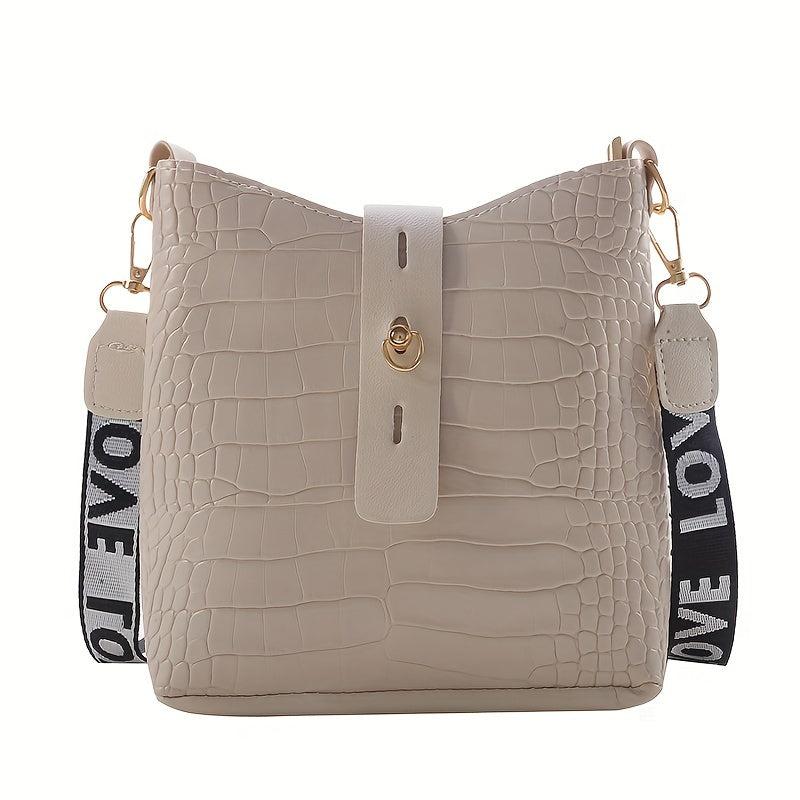 Crocodile Pattern Crossbody Bag PU Leather Shoulder Bag