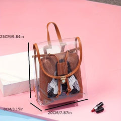 Niche Transparent Backpack Casual Travel Bag Cartoon Girl Pattern Pouch