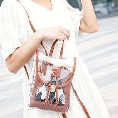 Niche Transparent Backpack Casual Travel Bag Cartoon Girl Pattern Pouch