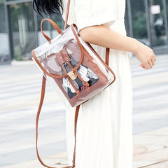 Niche Transparent Backpack Casual Travel Bag Cartoon Girl Pattern Pouch