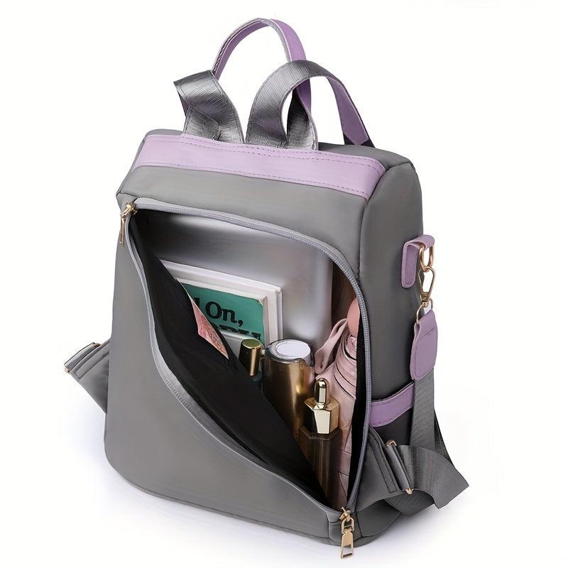 Rivets Decor Backpack Argyle Pattern Colorblock Bag