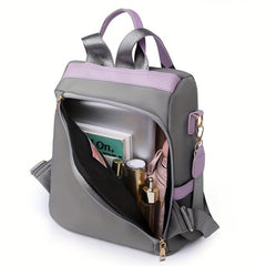 Rivets Decor Backpack Argyle Pattern Colorblock Bag
