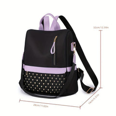 Rivets Decor Backpack Argyle Pattern Colorblock Bag