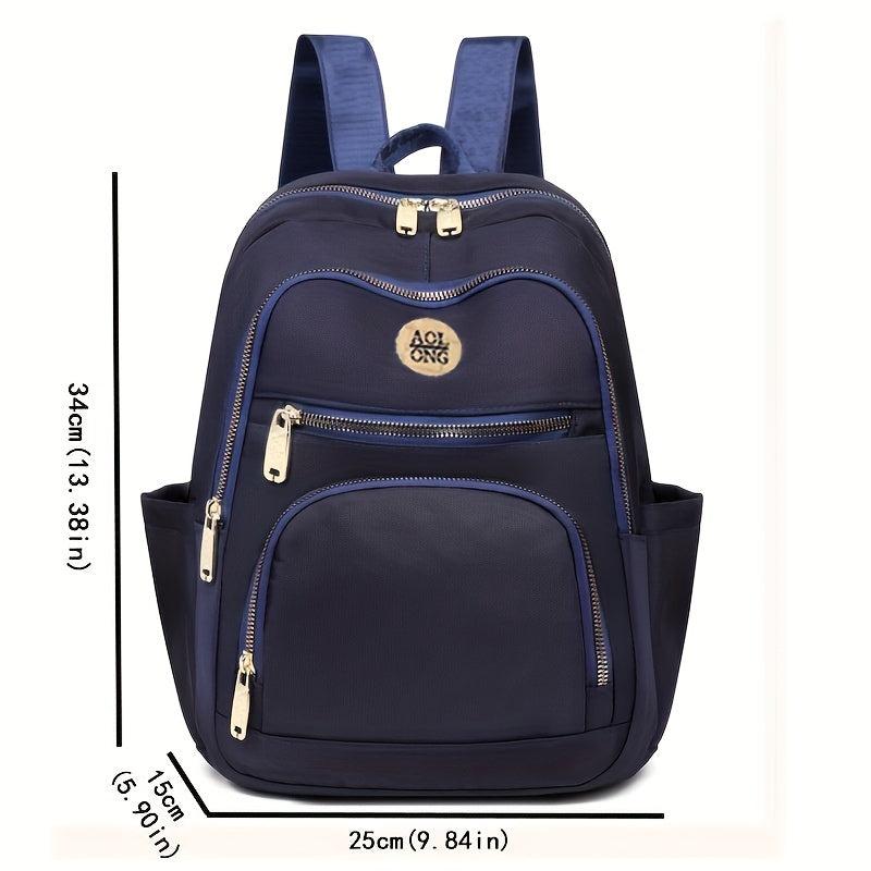Solid Nylon Backpack Women's Casual School & Travel Bag