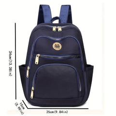 Solid Nylon Backpack Women's Casual School & Travel Bag