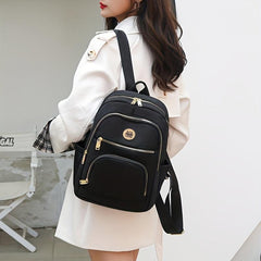 Solid Nylon Backpack Women's Casual School & Travel Bag