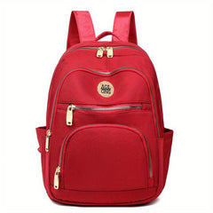 Solid Nylon Backpack Women's Casual School & Travel Bag