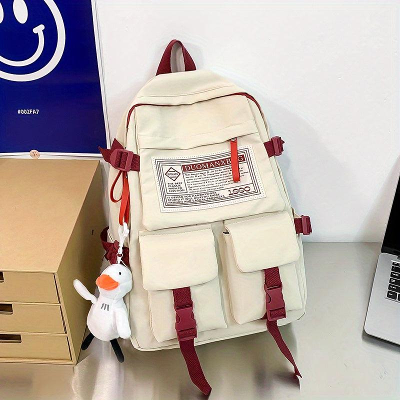 Letter Print Backpack Large Capacity Campus Style Schoolbag Travel