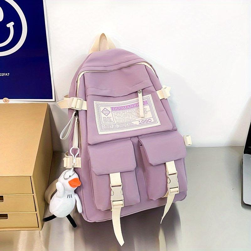Letter Print Backpack Large Capacity Campus Style Schoolbag Travel