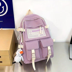 Letter Print Backpack Large Capacity Campus Style Schoolbag Travel