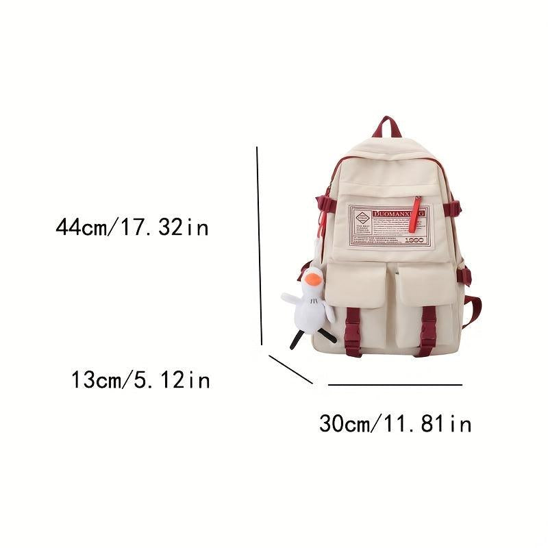 Letter Print Backpack Large Capacity Campus Style Schoolbag Travel