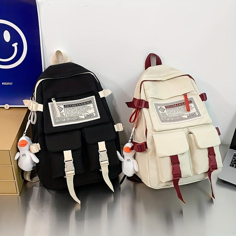 Letter Print Backpack Large Capacity Campus Style Schoolbag Travel