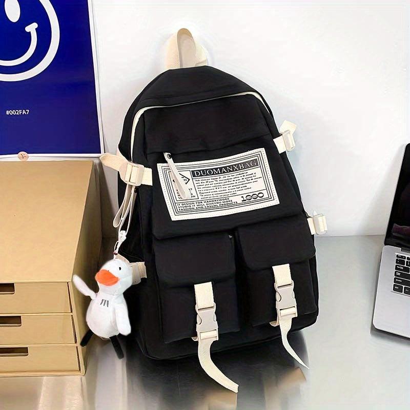 Letter Print Backpack Large Capacity Campus Style Schoolbag Travel