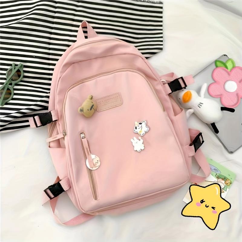 Letter Patch Decor Backpack Preppy Style School Bag