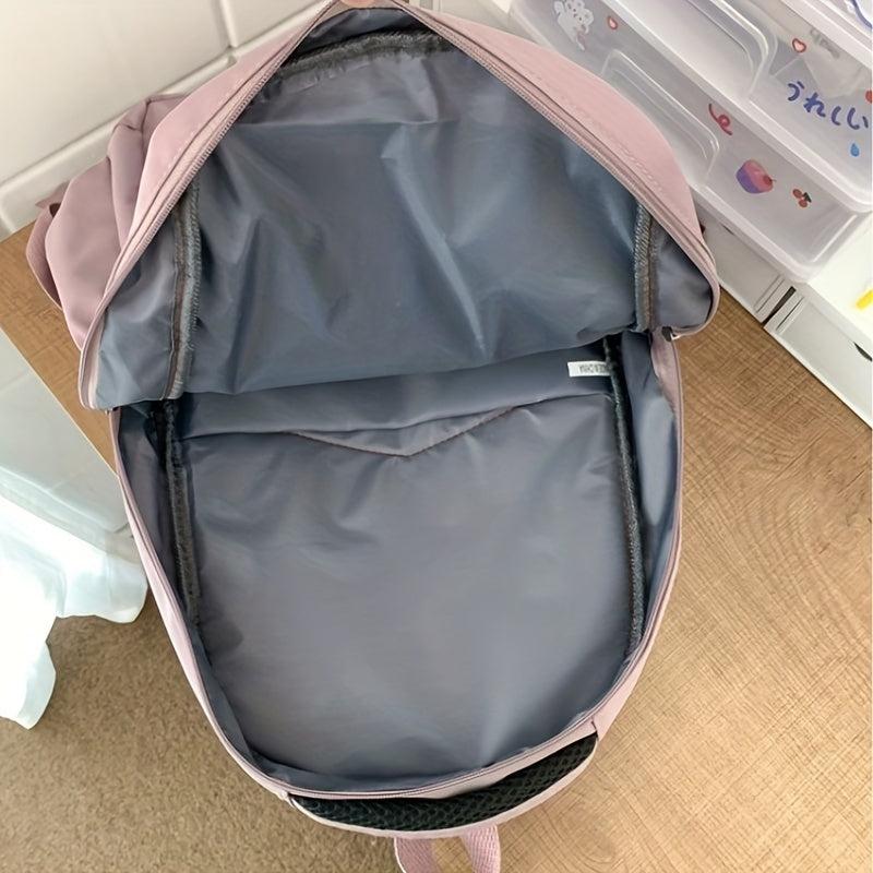 Large Capacity Nylon Preppy Backpack Lightweight Laptop Daypack