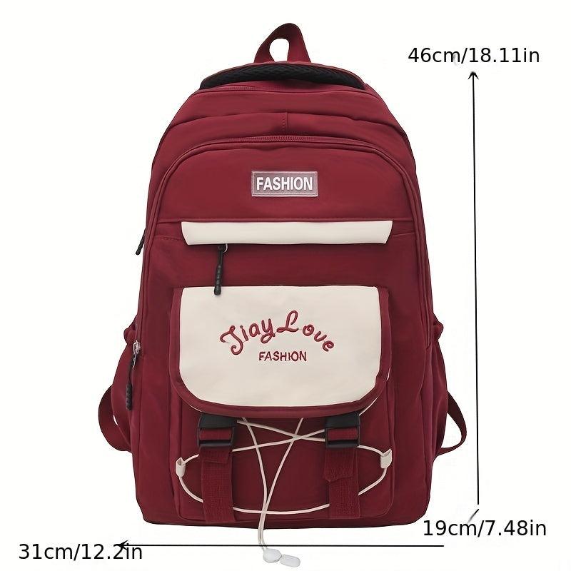 Large Capacity Nylon Preppy Backpack Lightweight Laptop Daypack