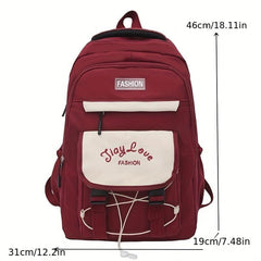 Large Capacity Nylon Preppy Backpack Lightweight Laptop Daypack