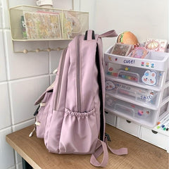 Large Capacity Nylon Preppy Backpack Lightweight Laptop Daypack