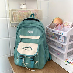 Large Capacity Nylon Preppy Backpack Lightweight Laptop Daypack