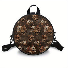 Round Skull Print Backpack Gothic Ghost Skull Crossbody Bag