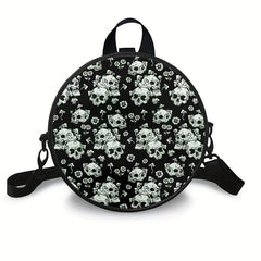 Round Skull Print Backpack Gothic Ghost Skull Crossbody Bag