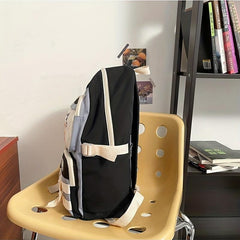 Cartoon Bear Pattern Colorblock Backpack School Storage Bag